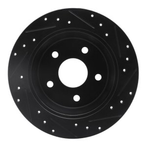 Jeep Grand Cherokee Brake Rotor (1) - Rear Left - R1 Concepts - Drilled & Slotted - Black - `99-`04